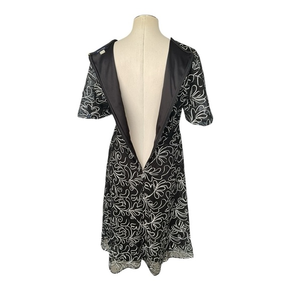 Tommy Hilfiger Black Embroidered Dress Silver Swirl Back Zip Size 8 - Picture 5 of 9